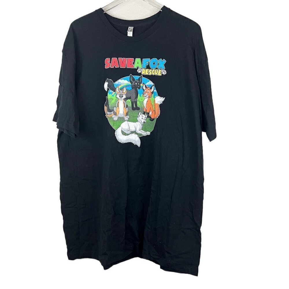 Finnegan and Friends Save a Fox Black Rescue T-Shirt‎ Women's Size 3XL